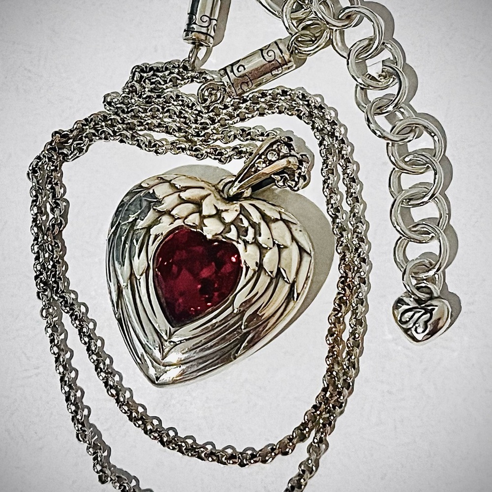 Brighton Angel Wings Red Crystal Heart ❤️ Necklace